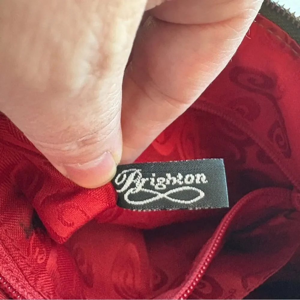Brighton Leather Vintage Hobo Bag Satchel Large Scallop Trim Heart Charm Y2K